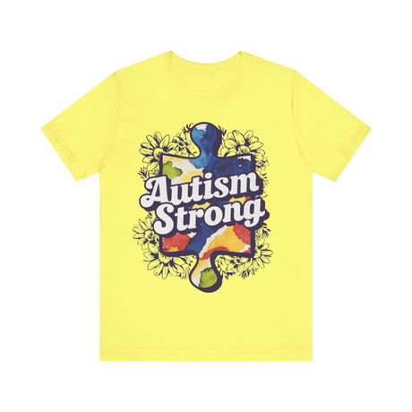 Autism Strong Puzzle Piece with Floral Accents T-Shirt