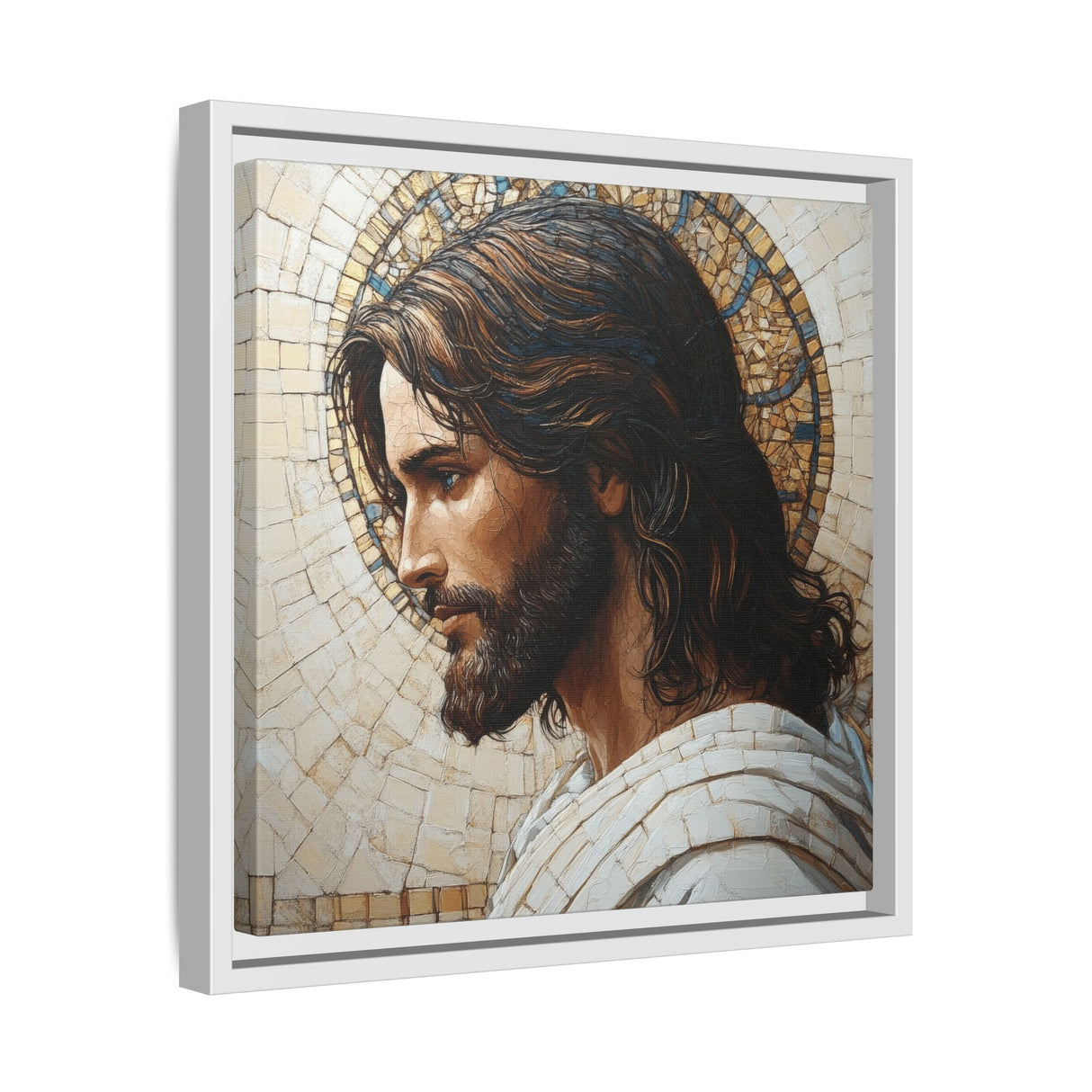 Christ Mosaic Framed Canvas - Divine Reflection