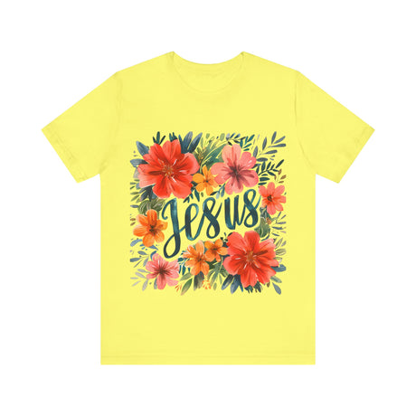 Floral Jesus Graphic Vibrant Flowers Design T-Shirt