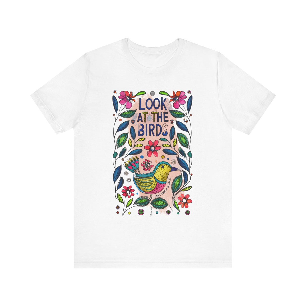 Look at the Birds Floral Design T-Shirt