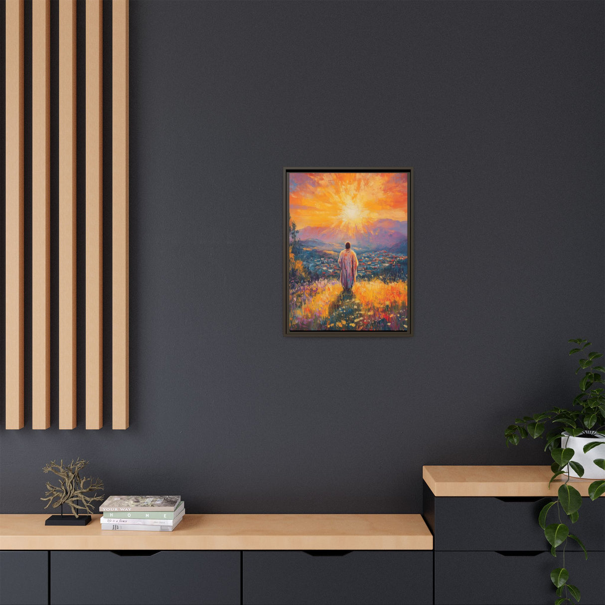 Jesus Overlooking the City (Framed Canvas) - Light of the World