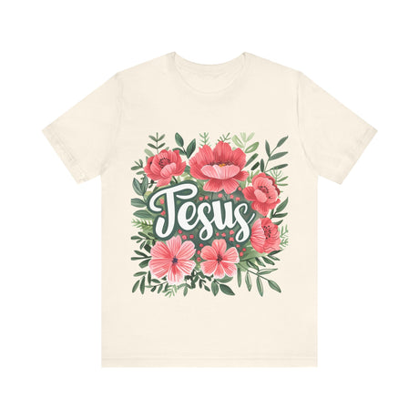 Jesus Floral Design with Pink Flowers T-Shirt