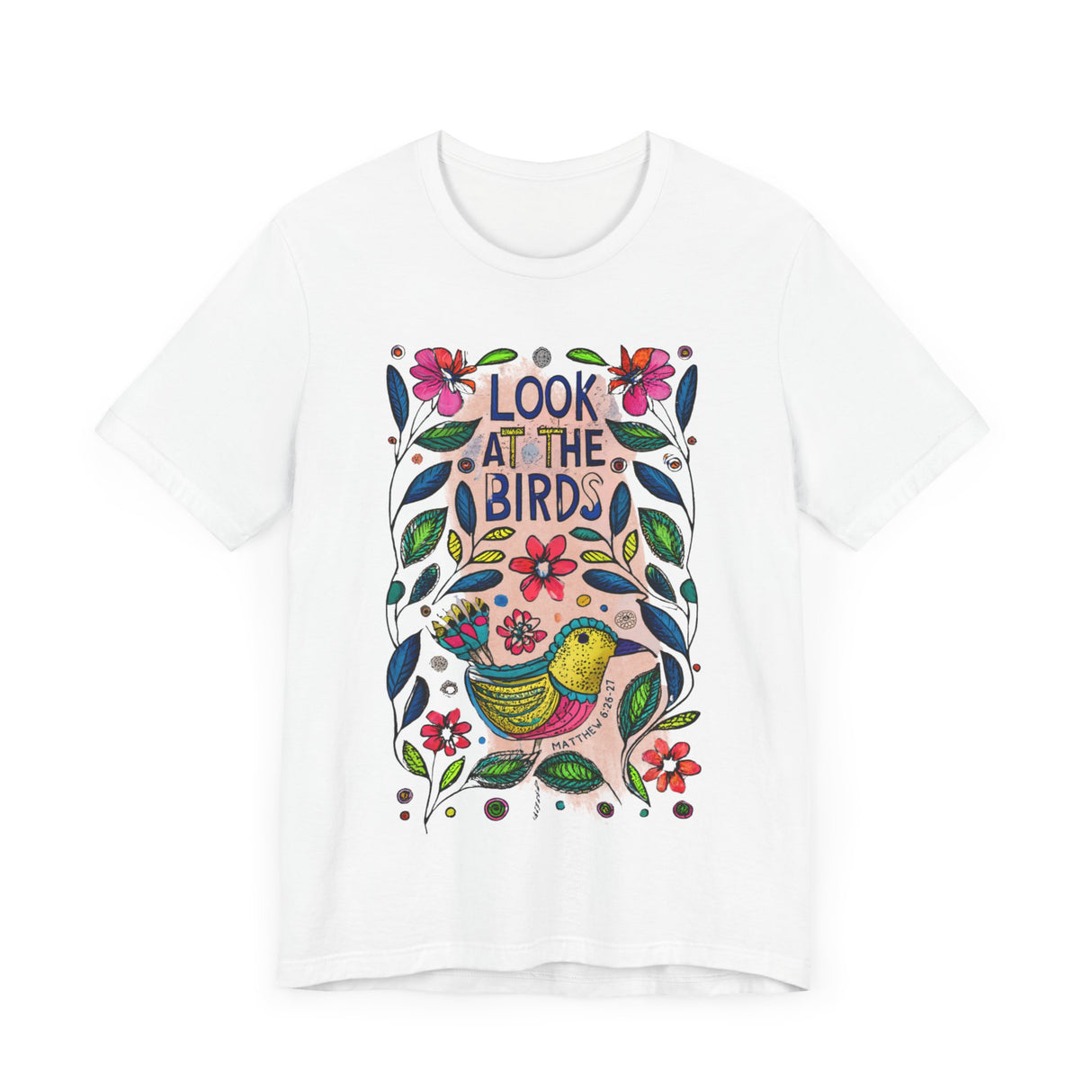 Look at the Birds Floral Design T-Shirt