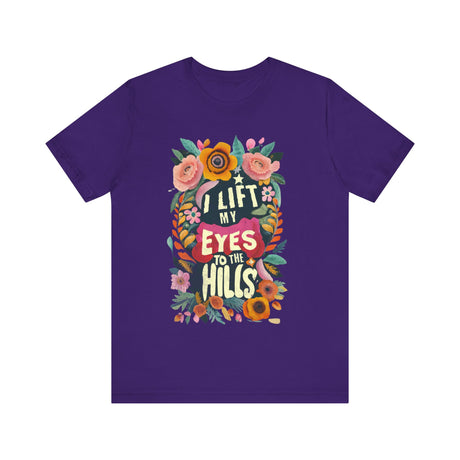 I Lift My Eyes to the Hills Floral Design T-Shirt