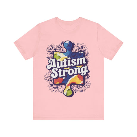 Autism Strong Puzzle Piece with Floral Accents T-Shirt