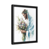 Jesus with Flowers Framed Canvas - Crown of Grace