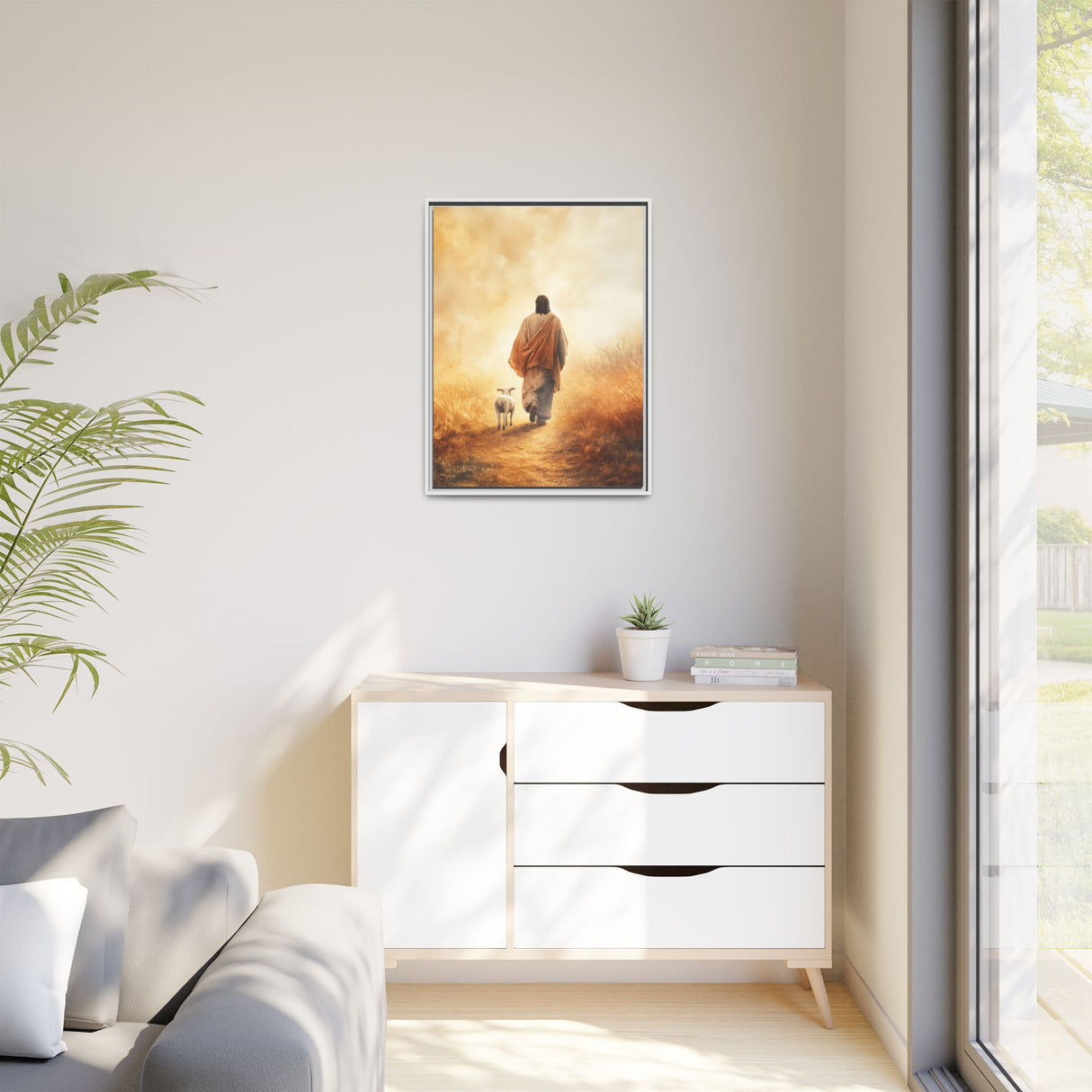 Jesus and the Lamb Framed Canvas - Guided by Grace