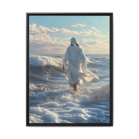 Walking on Faith Framed Canvas - Jesus Over the Waves