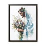 Jesus with Flowers Framed Canvas - Crown of Grace