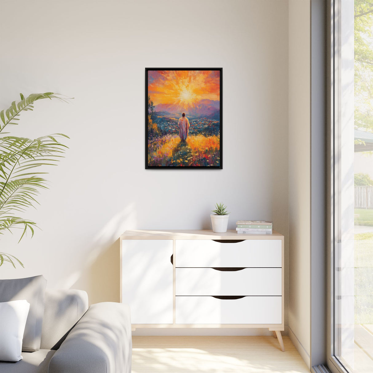 Jesus Overlooking the City (Framed Canvas) - Light of the World