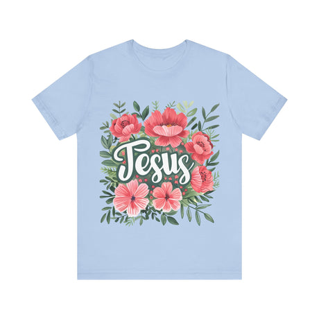 Jesus Floral Design with Pink Flowers T-Shirt