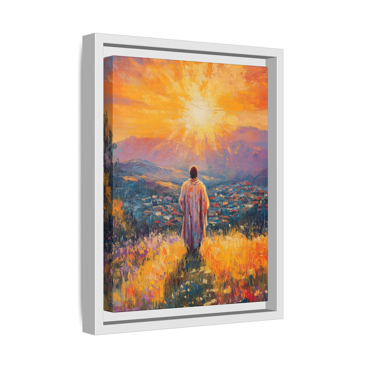 Jesus Overlooking the City (Framed Canvas) - Light of the World