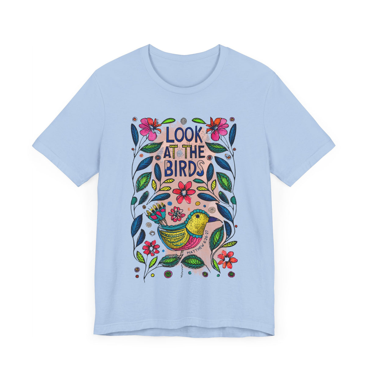 Look at the Birds Floral Design T-Shirt