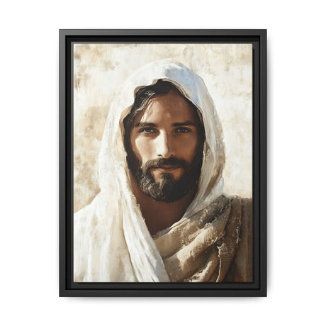 The Light of His Presence Framed Canvas - Jesus in Warm Reflection