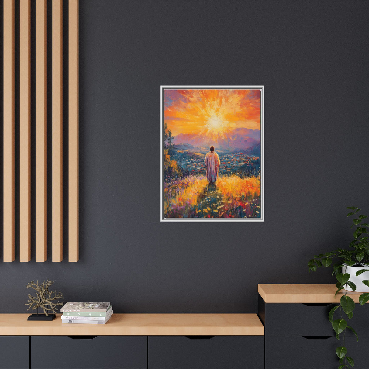 Jesus Overlooking the City (Framed Canvas) - Light of the World