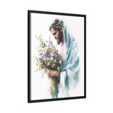 Jesus with Flowers Framed Canvas - Crown of Grace