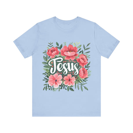 Jesus and Floral Design T-Shirt