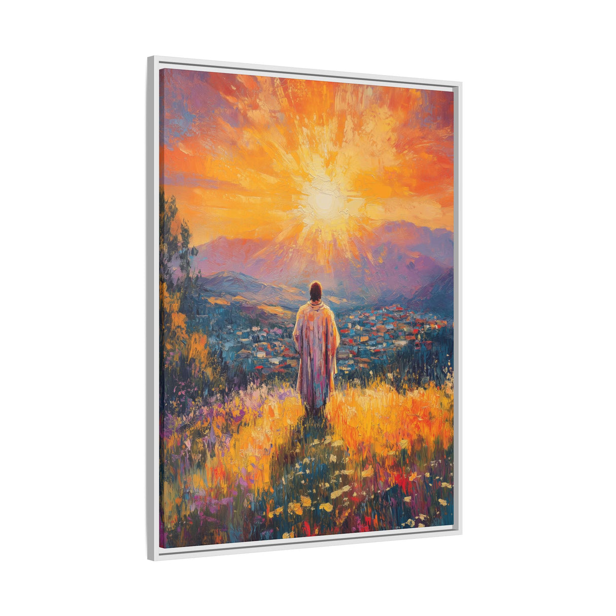 Jesus Overlooking the City (Framed Canvas) - Light of the World