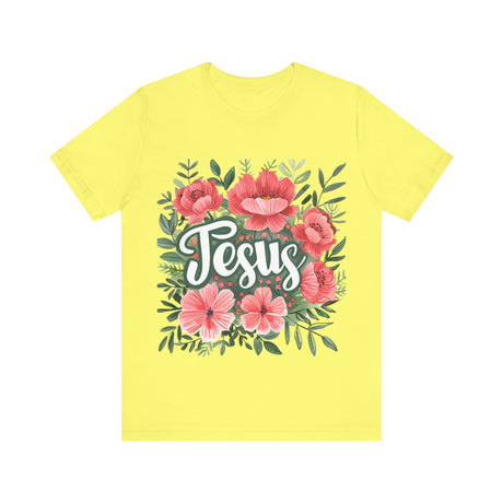 Jesus Floral Design with Pink Flowers T-Shirt