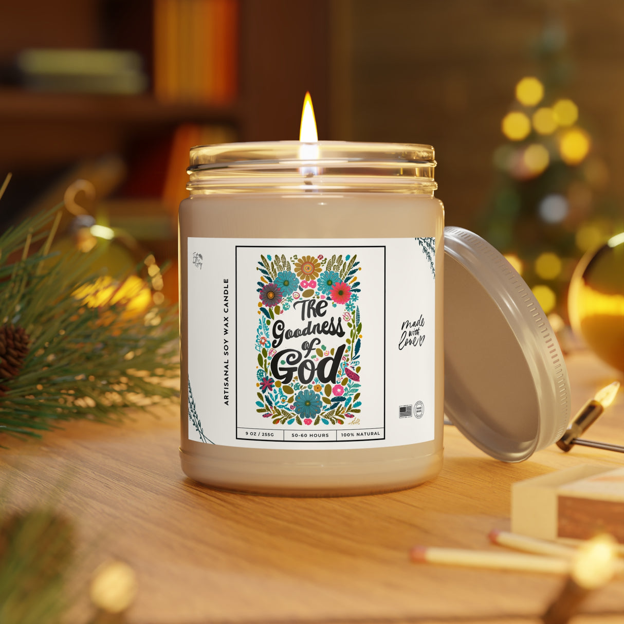 Goodness of God Floral Design Artisanal Candle