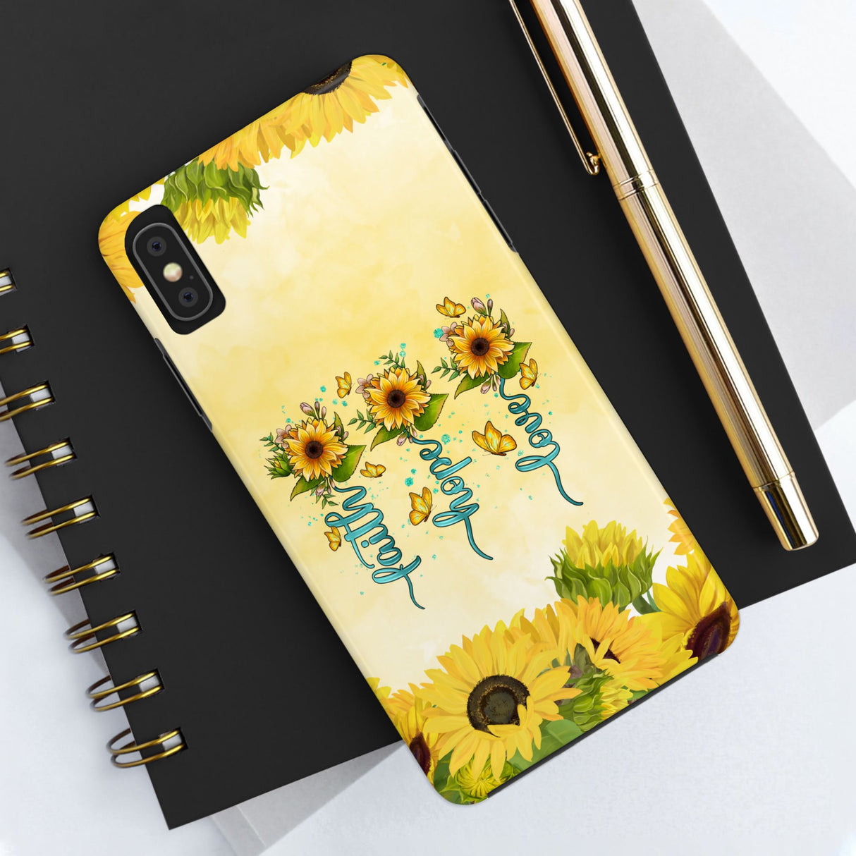 Faith, Hope, Love Sunflower Phone Case