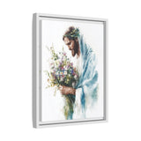 Jesus with Flowers Framed Canvas - Crown of Grace