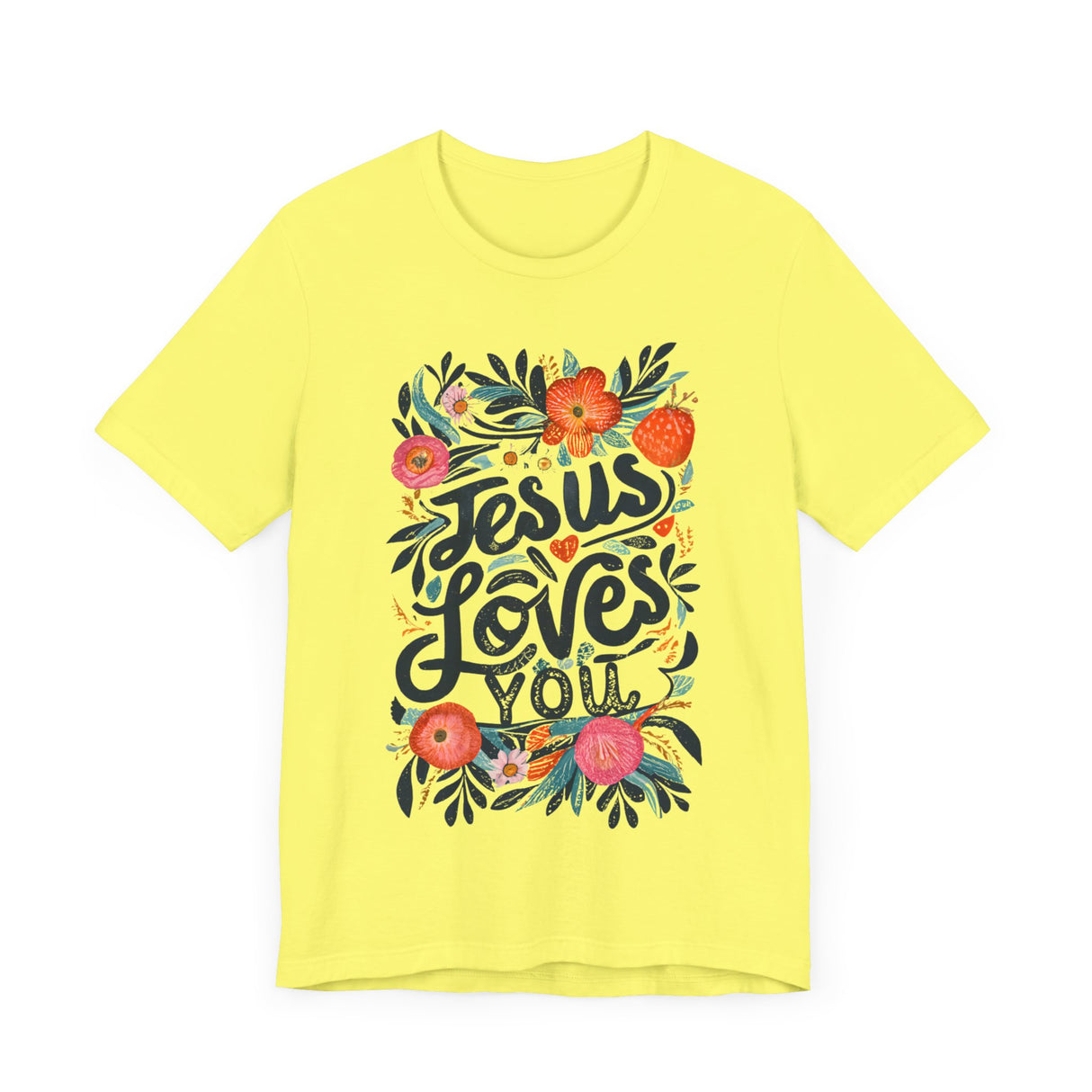 Jesus Loves You Floral Design T-Shirt