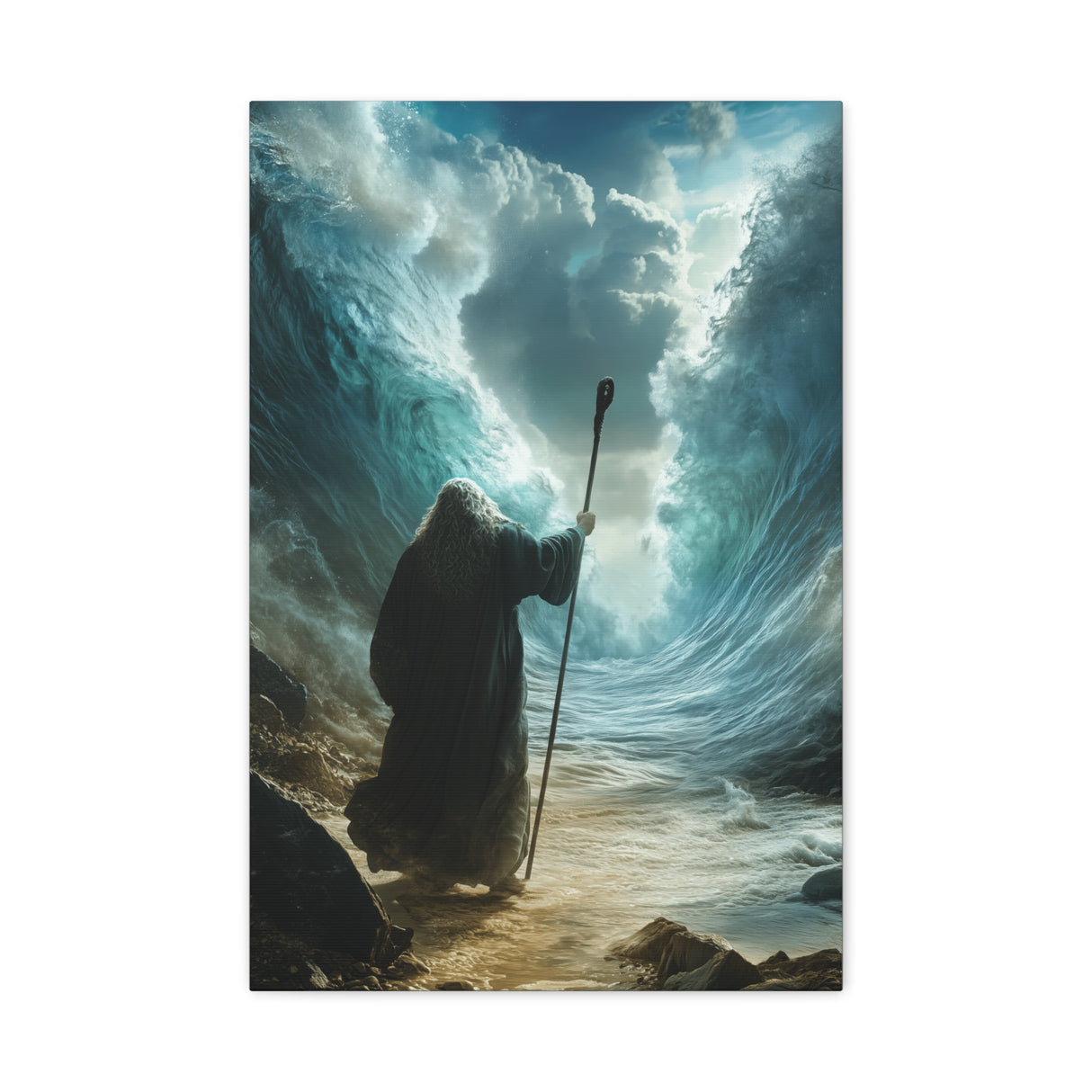 Moses Parting the Red Sea Canvas - A Testament of Deliverance