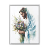 Jesus with Flowers Framed Canvas - Crown of Grace