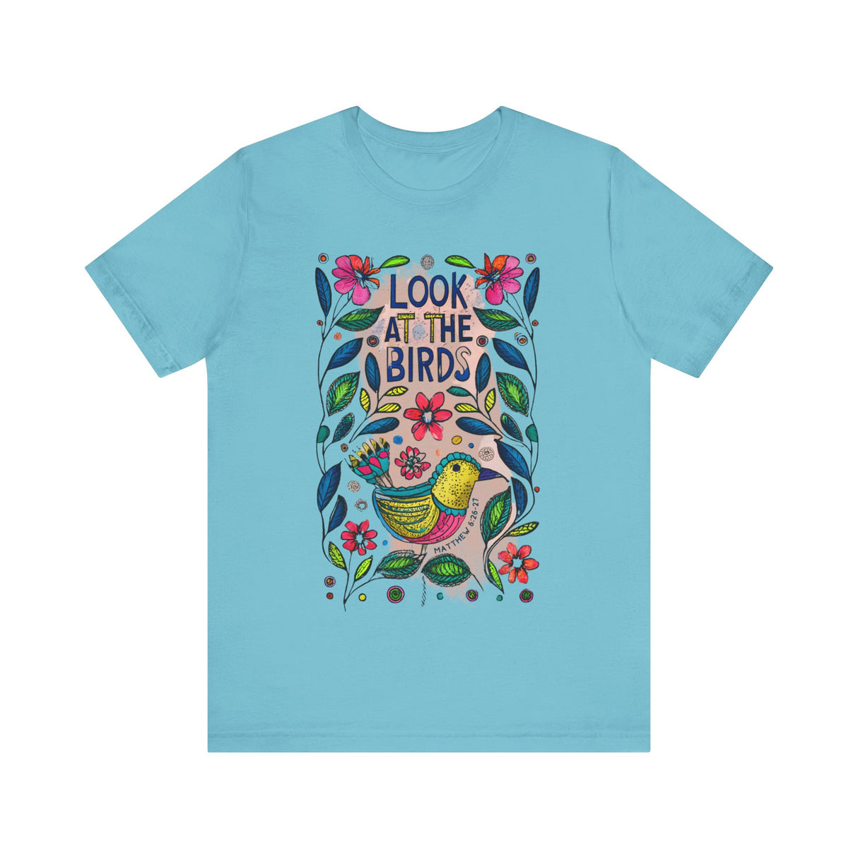 Look at the Birds Floral Design T-Shirt