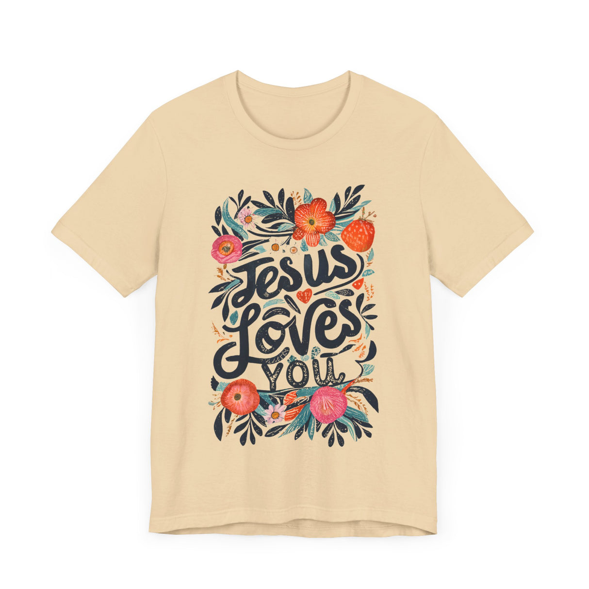 Jesus Loves You Floral Design T-Shirt