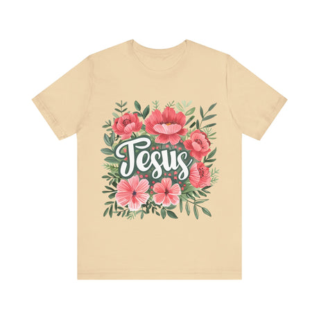 Jesus and Floral Design T-Shirt