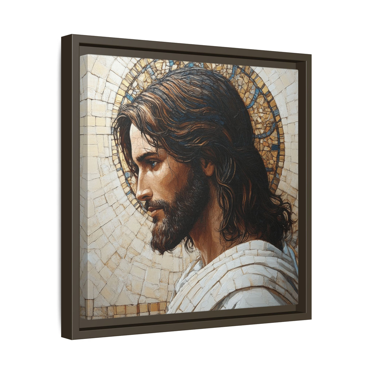 Christ Mosaic Framed Canvas - Divine Reflection