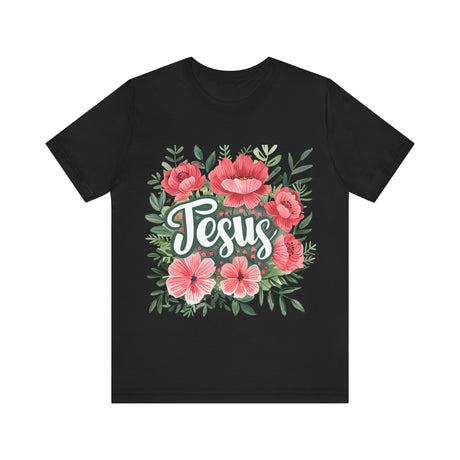 Jesus and Floral Design T-Shirt