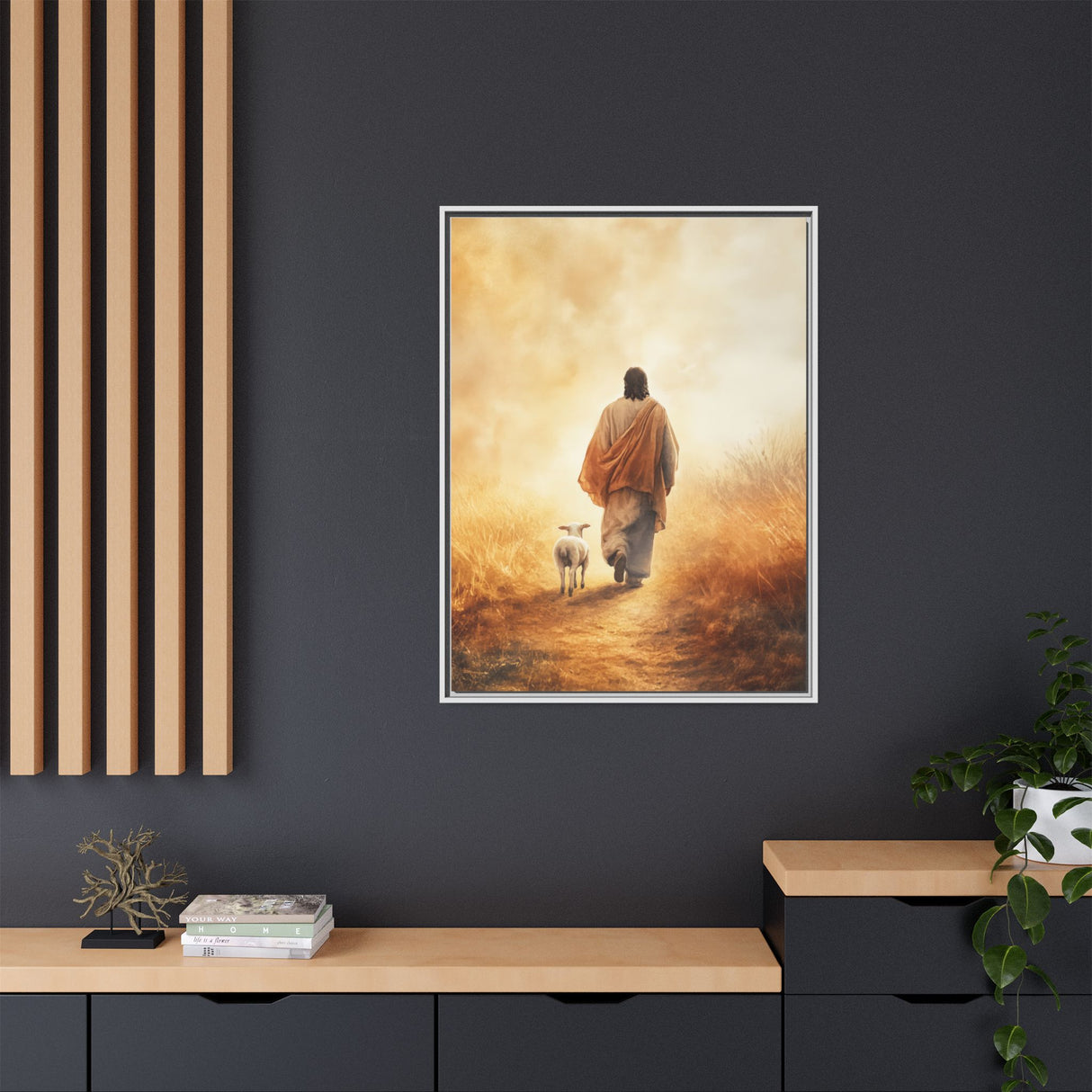 Jesus and the Lamb Framed Canvas - Guided by Grace