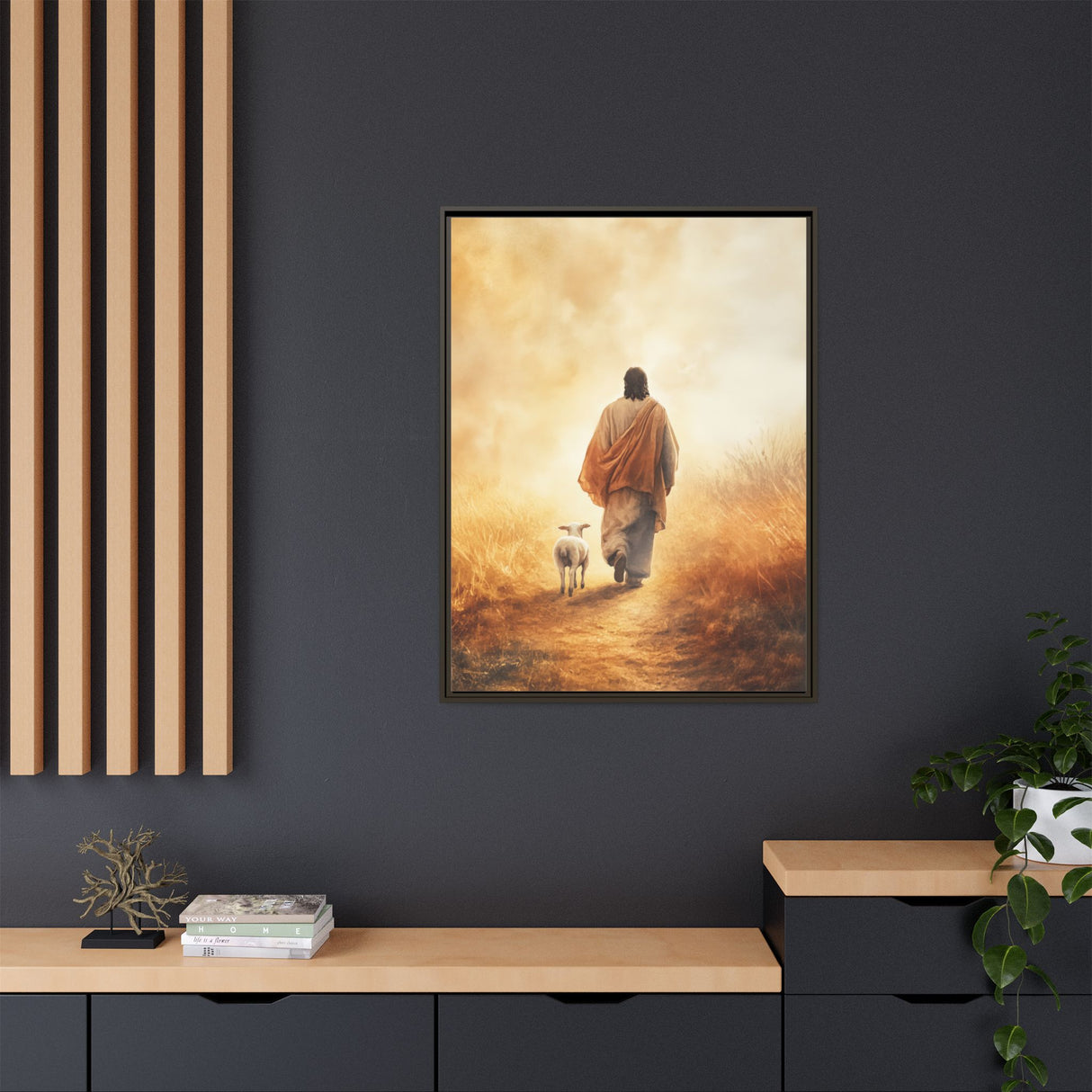 Jesus and the Lamb Framed Canvas - Guided by Grace