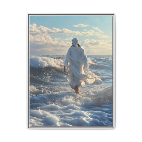 Walking on Faith Framed Canvas - Jesus Over the Waves