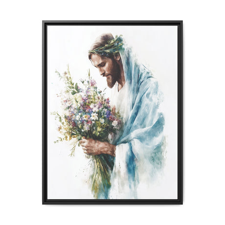 Jesus with Flowers Framed Canvas - Crown of Grace