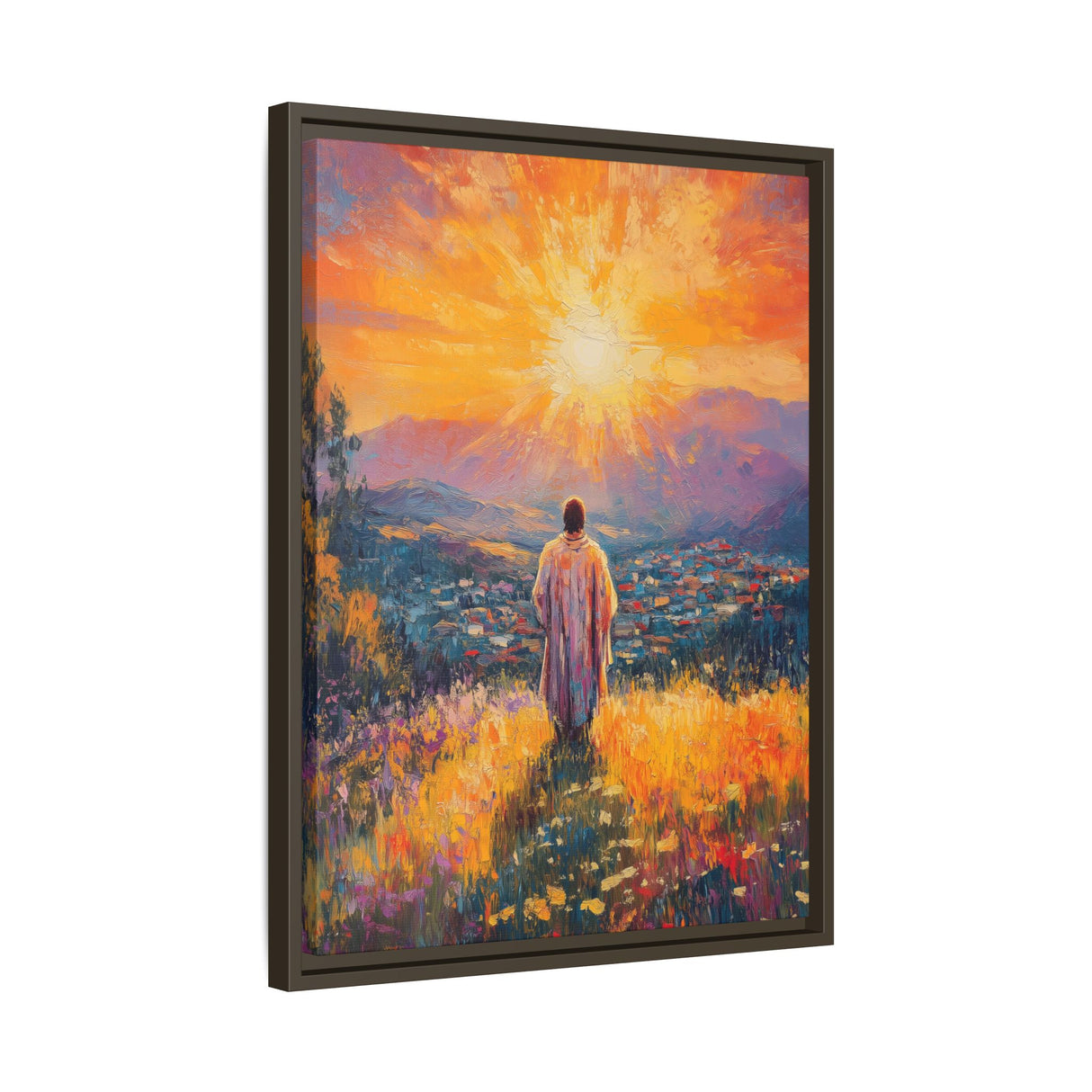 Jesus Overlooking the City (Framed Canvas) - Light of the World