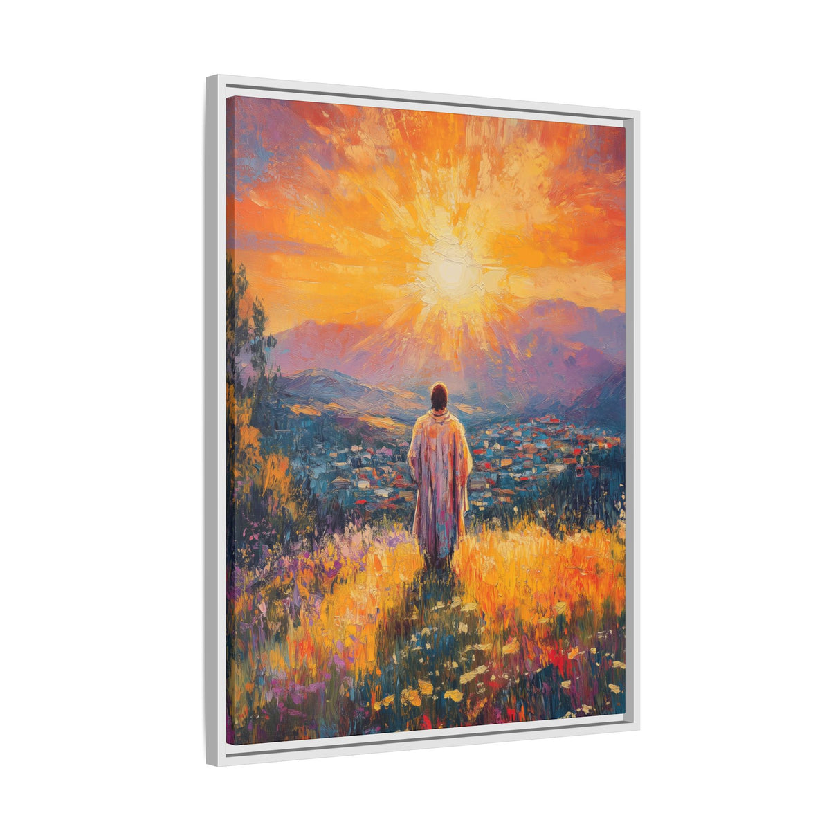 Jesus Overlooking the City (Framed Canvas) - Light of the World