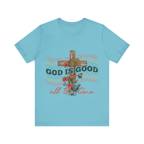 God is Good Cross and Flowers T-Shirt