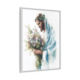 Jesus with Flowers Framed Canvas - Crown of Grace