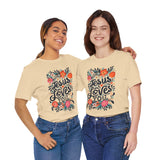 Jesus Loves You Floral Design T-Shirt