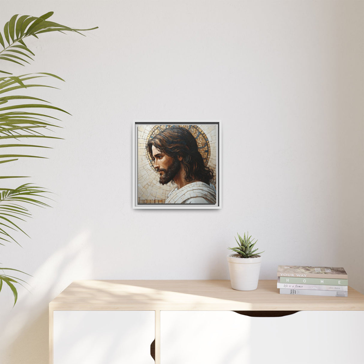 Christ Mosaic Framed Canvas - Divine Reflection