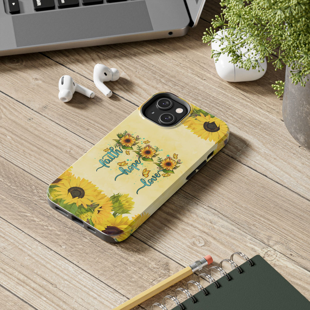 Faith, Hope, Love Sunflower Phone Case