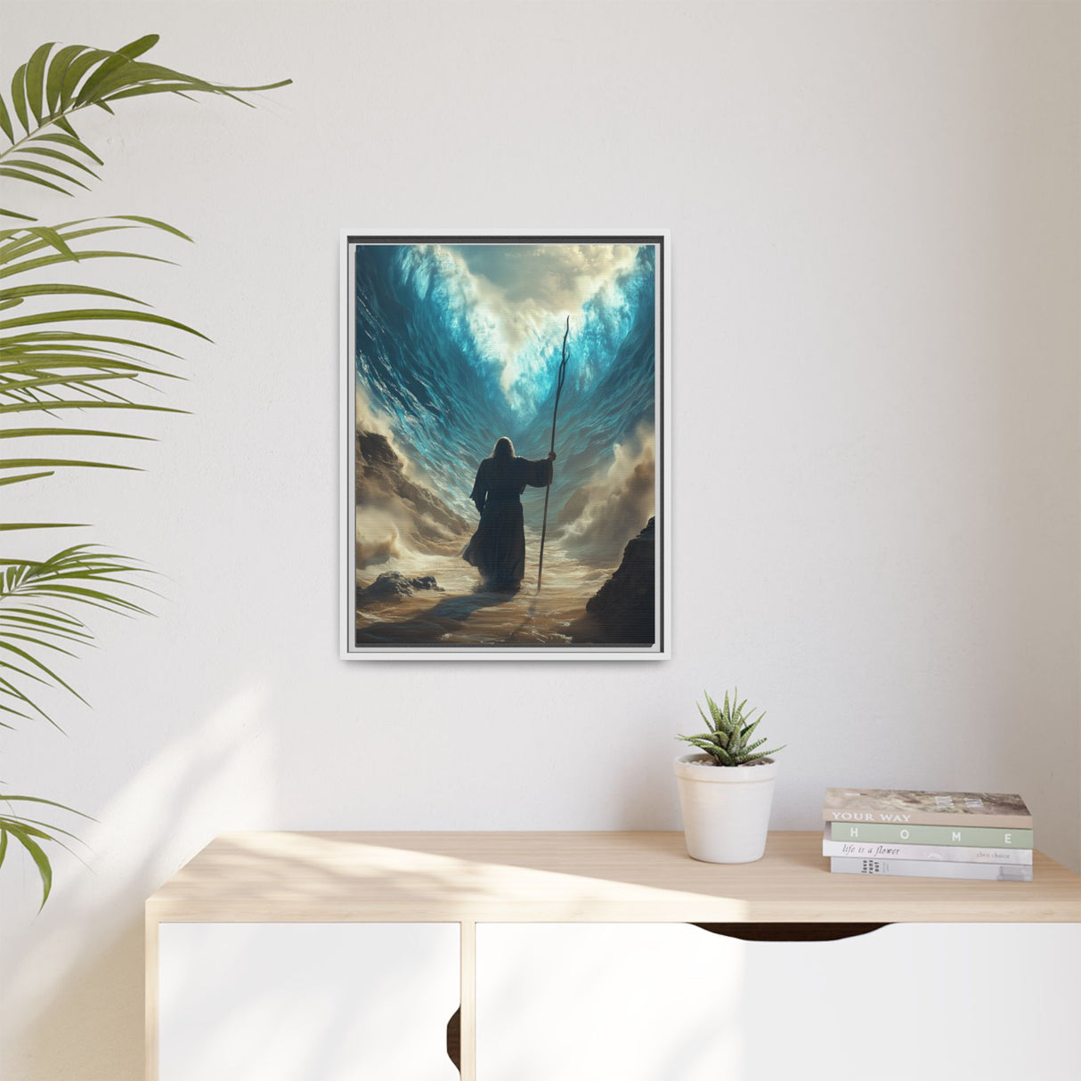 Moses Parting the Red Sea Framed Canvas - Deliverance Through Faith