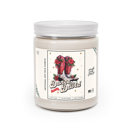 Red Cowgirl Boots with Poinsettia Flowers Artisanal Candle