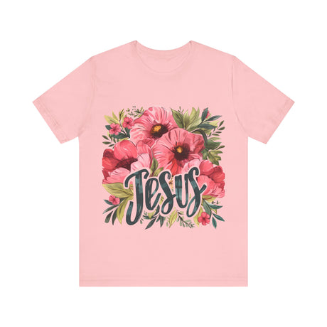 Jesus Text with Floral Bouquet Design T-Shirt