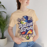 Autism Strong Puzzle Piece with Floral Accents T-Shirt