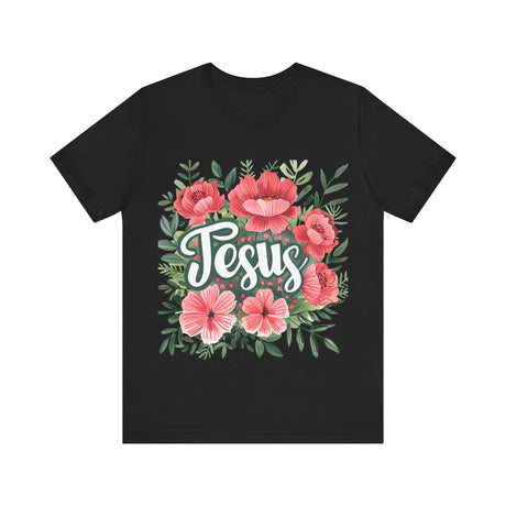 Jesus Floral Design with Pink Flowers T-Shirt